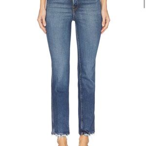 Good American Dark Blue Denim Jeans with Gold Stitching